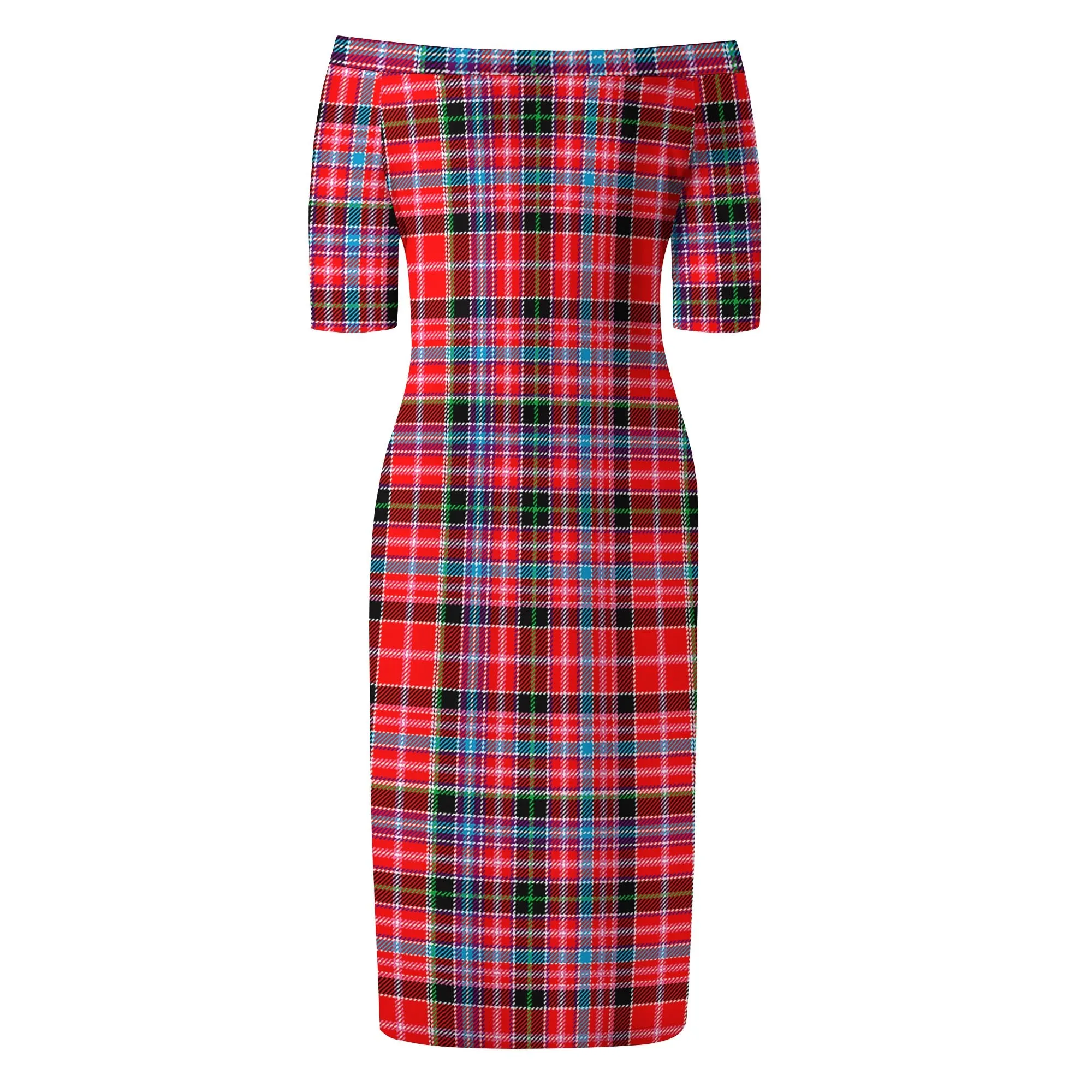 Aberdeen District Tartan Off Shoulder Lady Dress