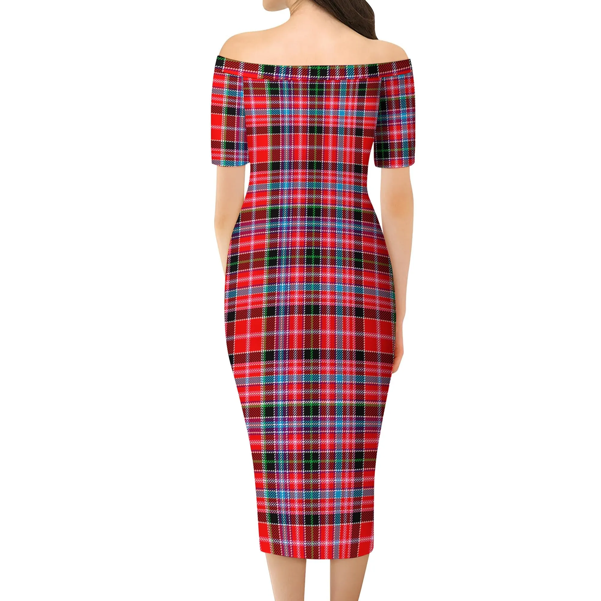 Aberdeen District Tartan Off Shoulder Lady Dress