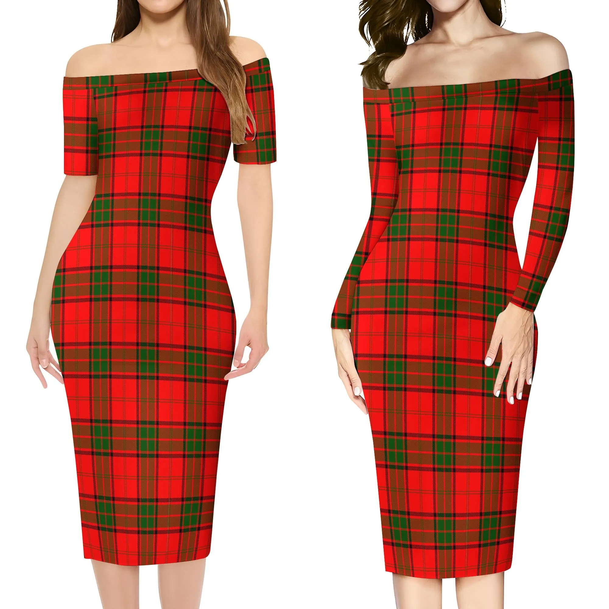 Adair Tartan Off Shoulder Lady Dress