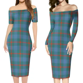 Agnew Ancient Tartan Off Shoulder Lady Dress