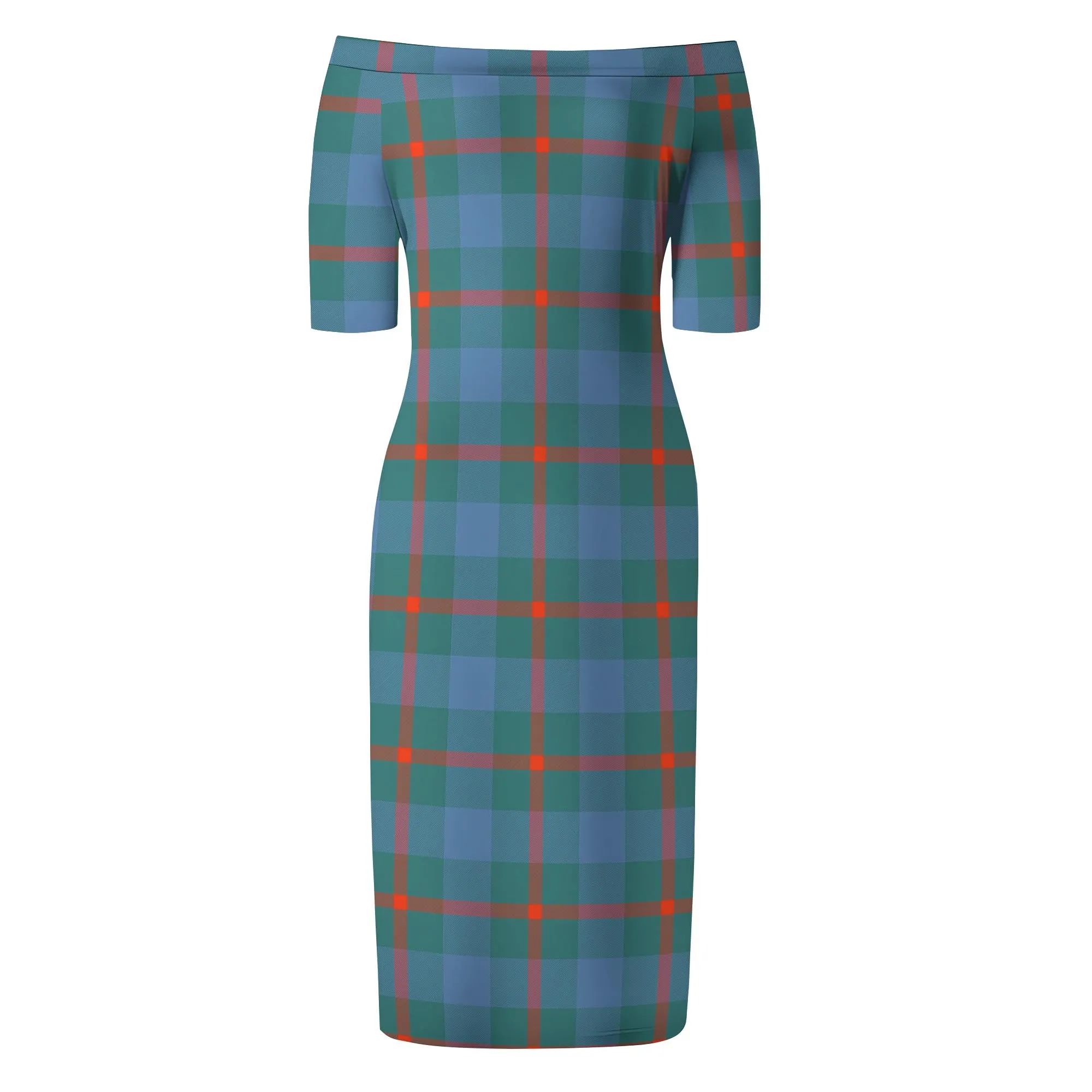 Agnew Ancient Tartan Off Shoulder Lady Dress