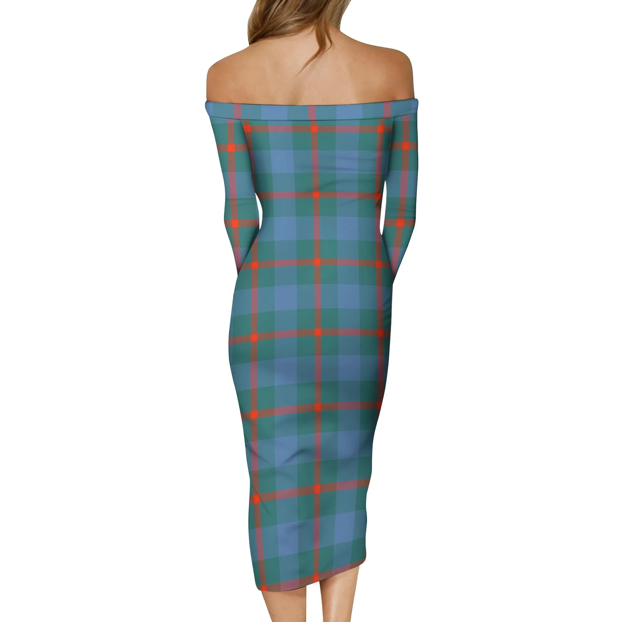 Agnew Ancient Tartan Off Shoulder Lady Dress