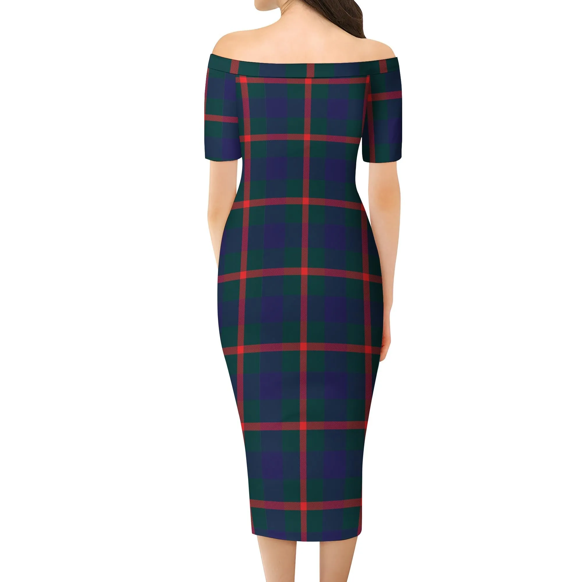 Agnew Tartan Off Shoulder Lady Dress