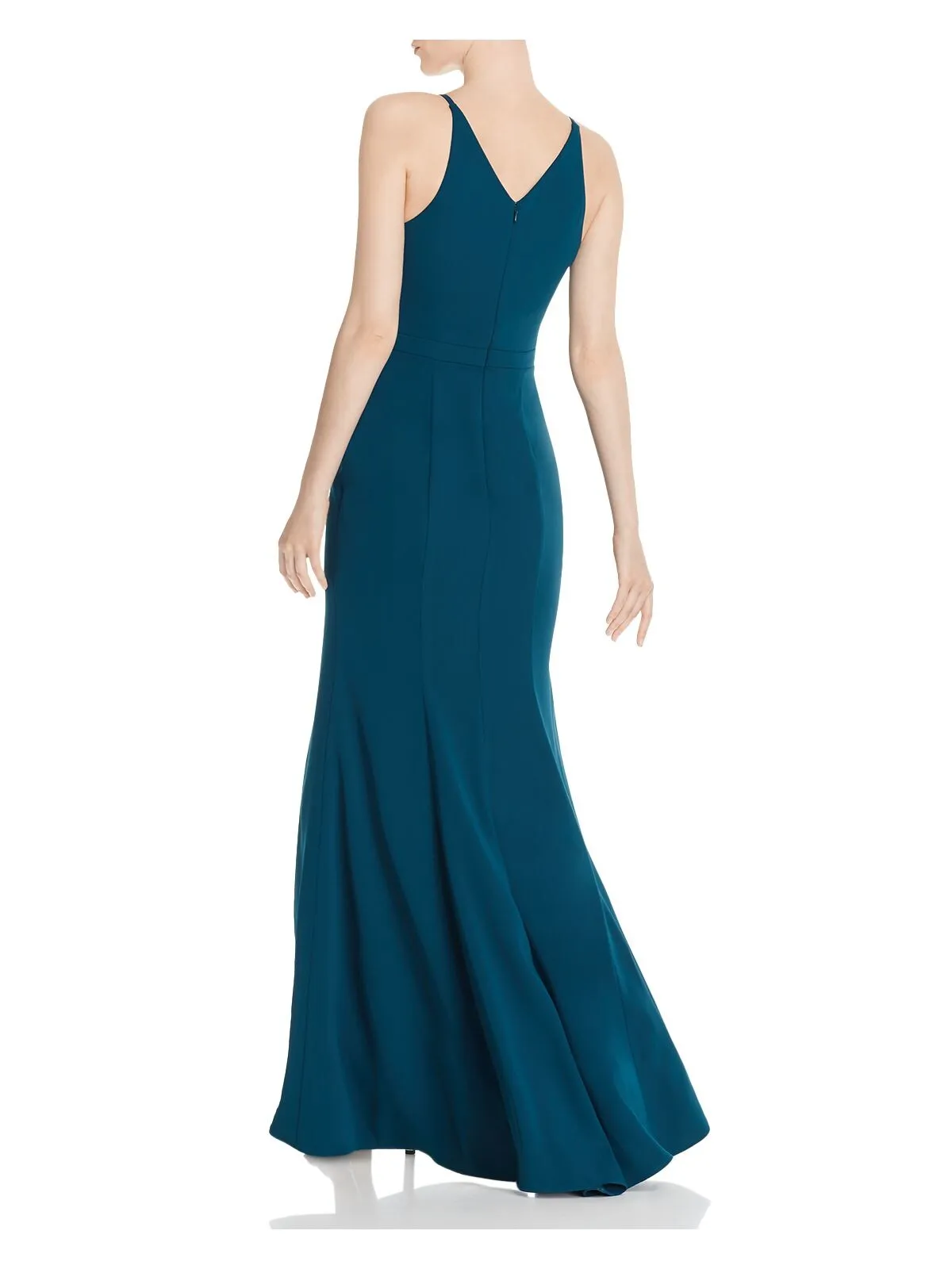 AQUA DRESSES Womens Teal V Neck Full-Length Evening Mermaid Dress