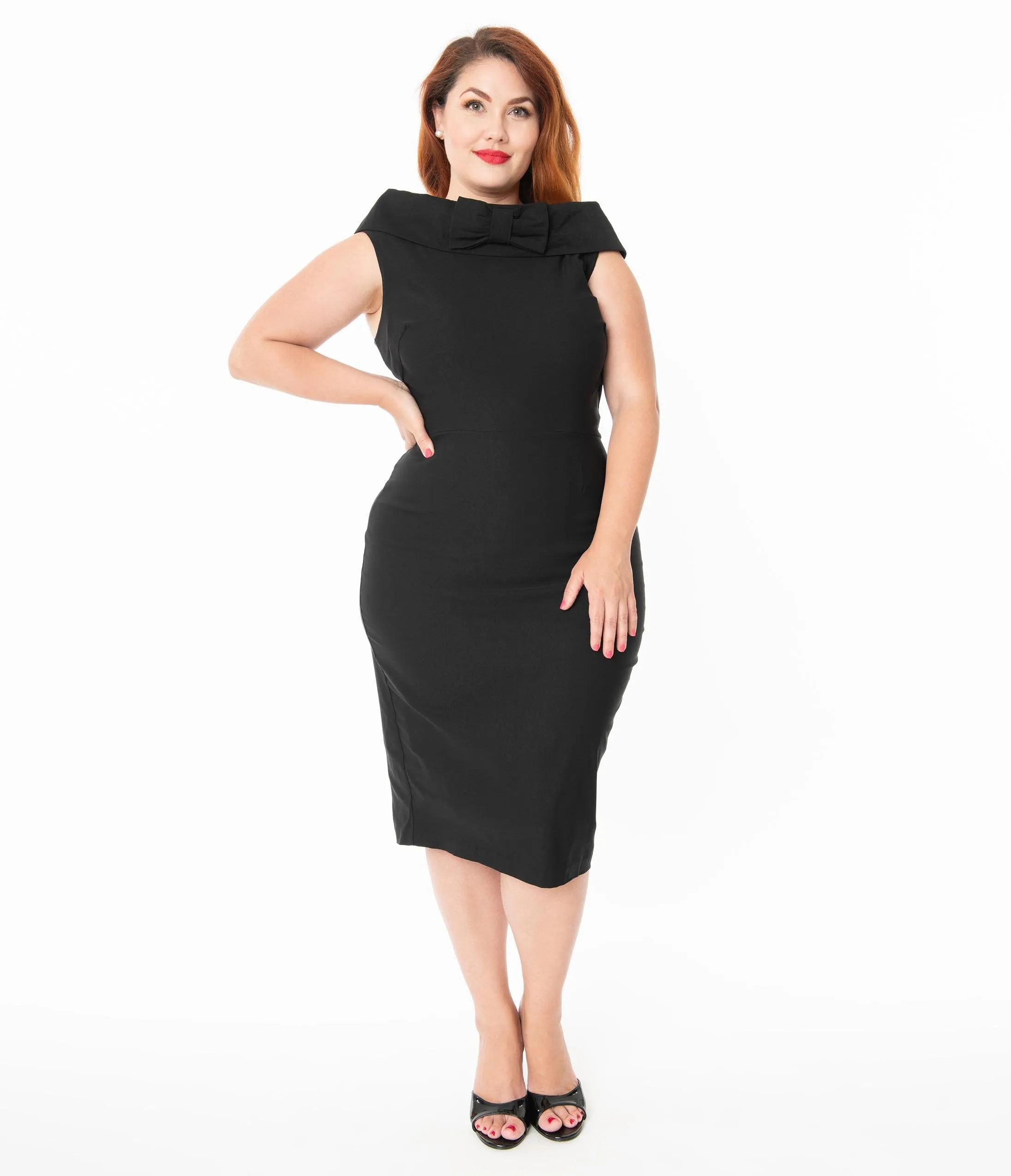 Barbie x Unique Vintage Plus Size 1960s Style Black Sheath Dress