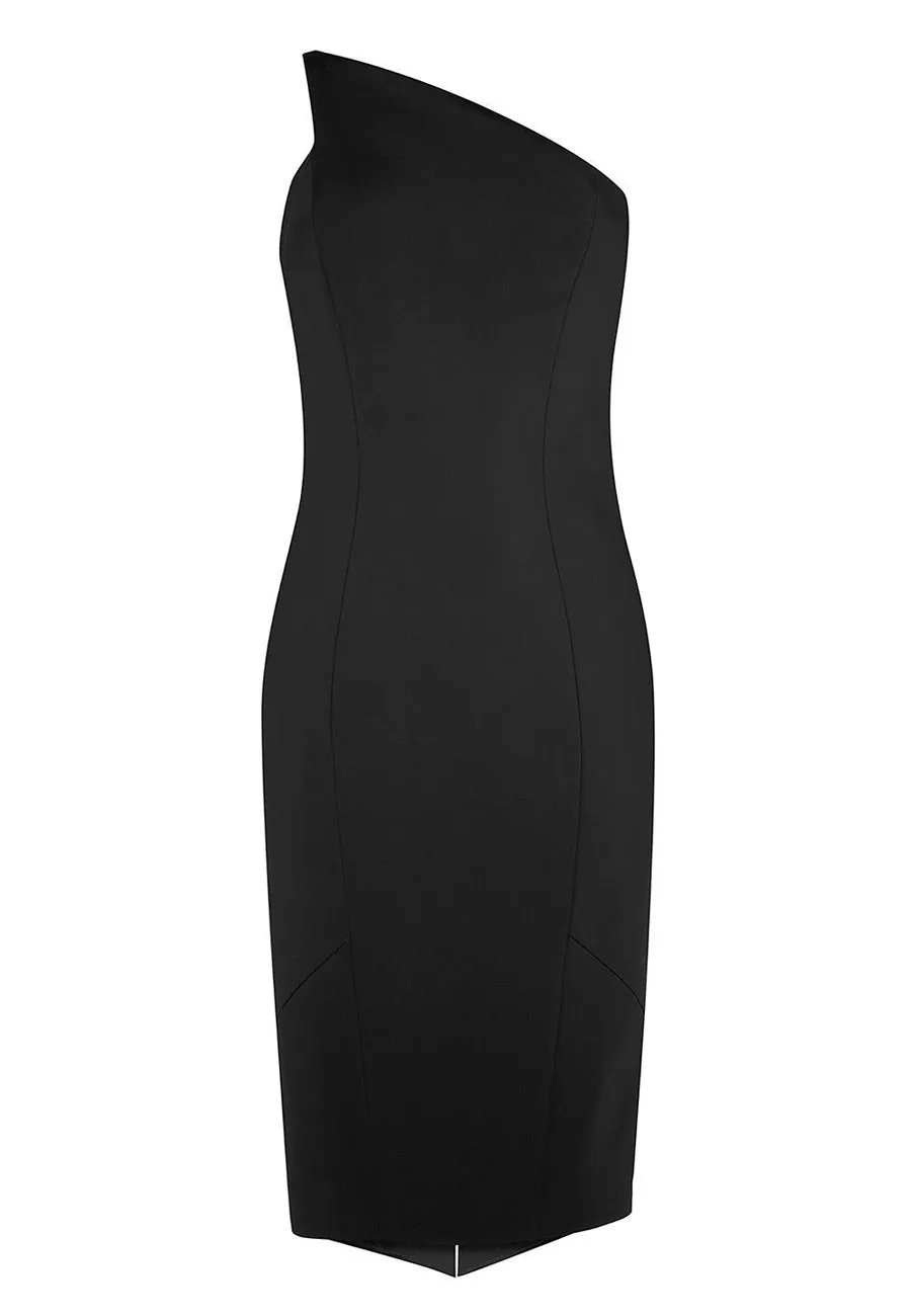 Black One Shoulder Pencil Dress