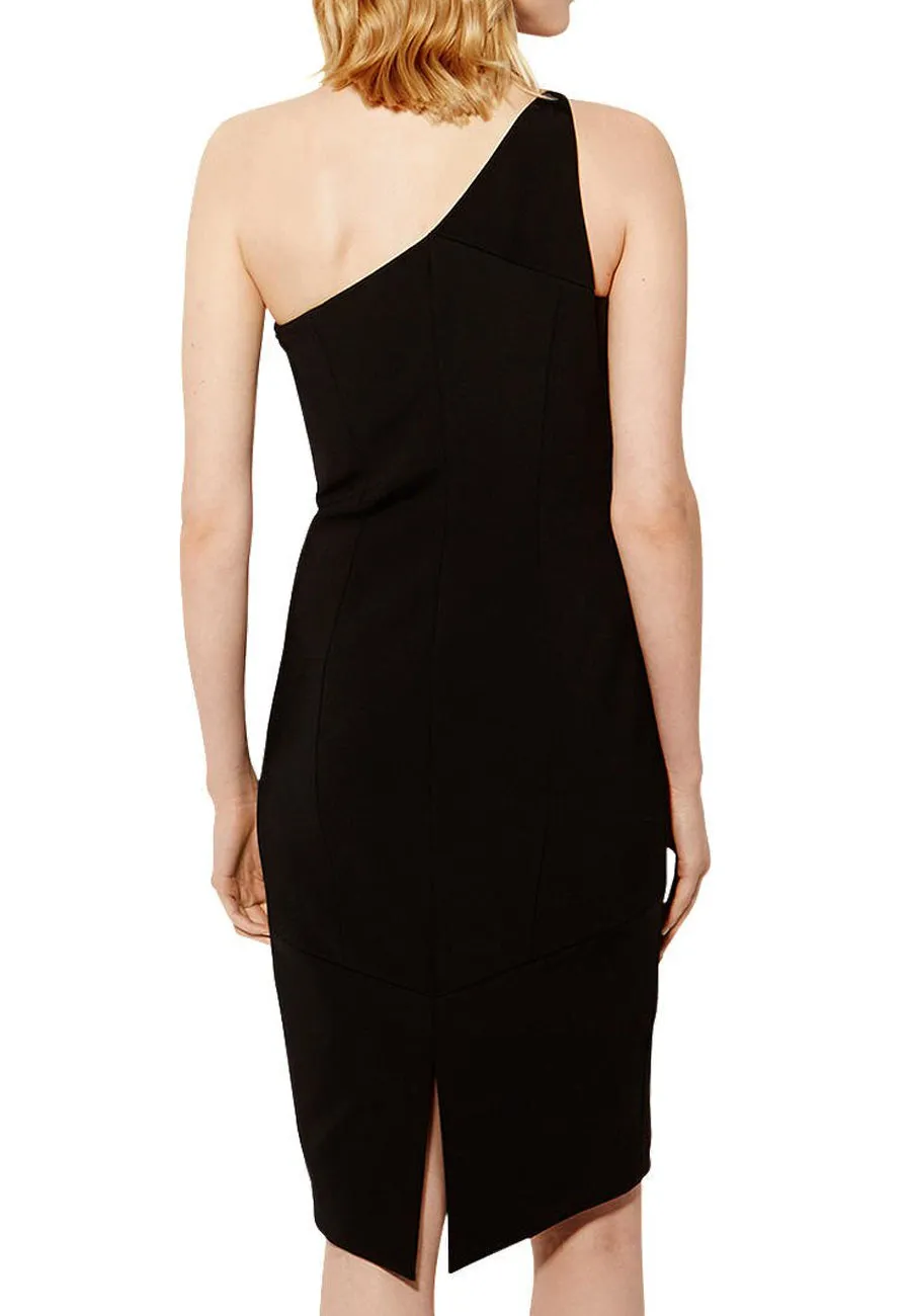 Black One Shoulder Pencil Dress