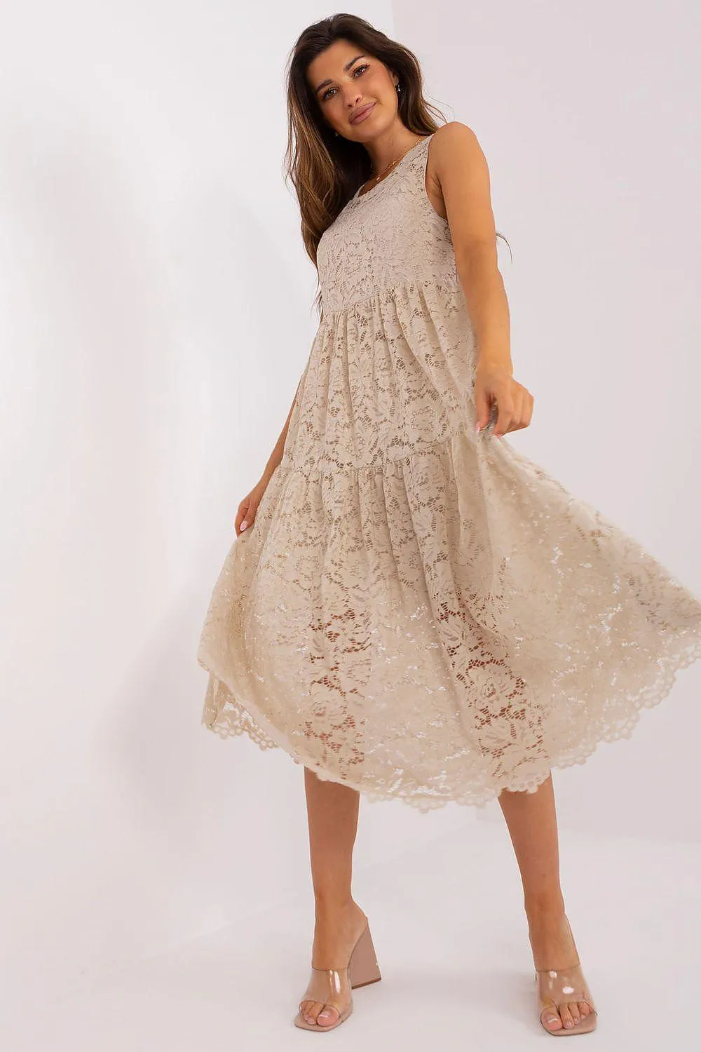 Chic Flared Lace Day Dress for Effortless Elegance