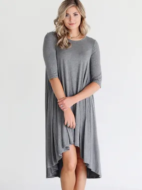 Dark Heather DLMN Short Sleeve High-Low Dress