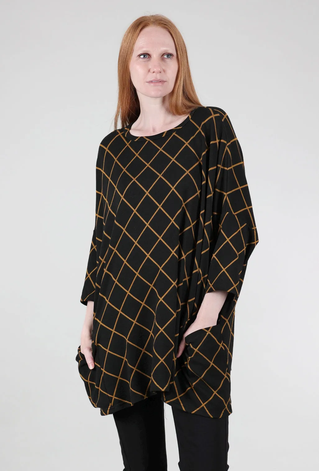 Diamond Knit Oversize Pullover, Brass