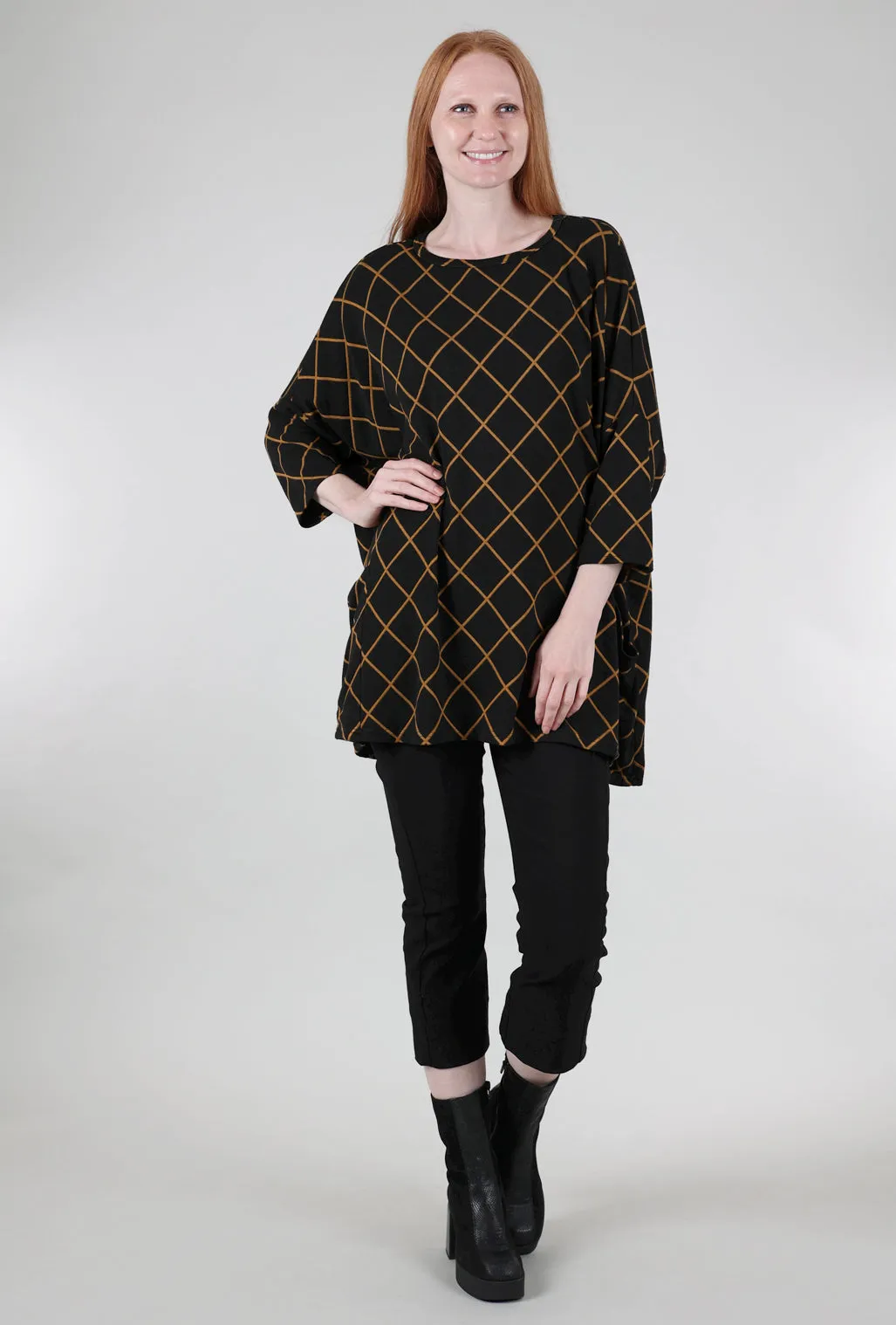 Diamond Knit Oversize Pullover, Brass