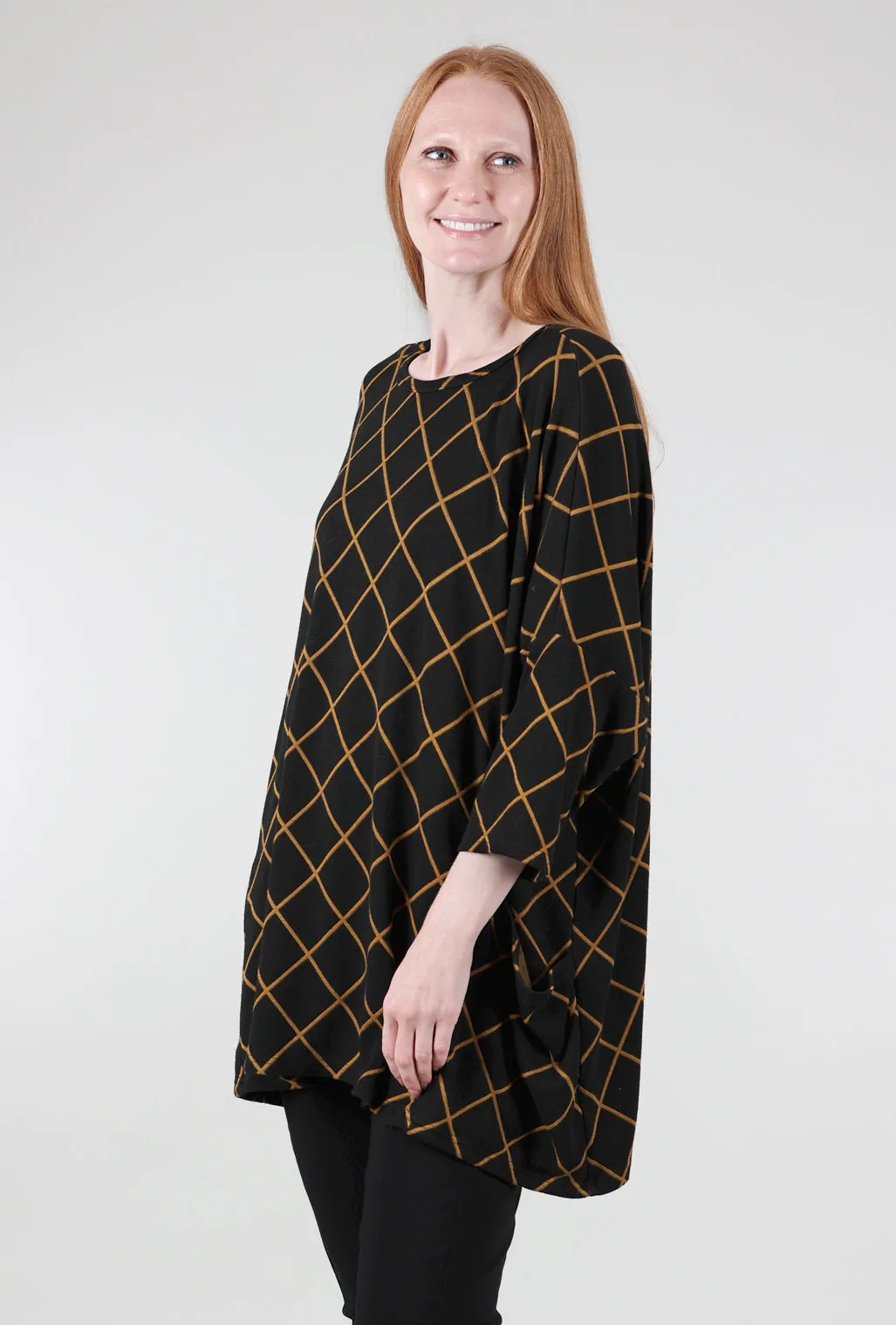 Diamond Knit Oversize Pullover, Brass