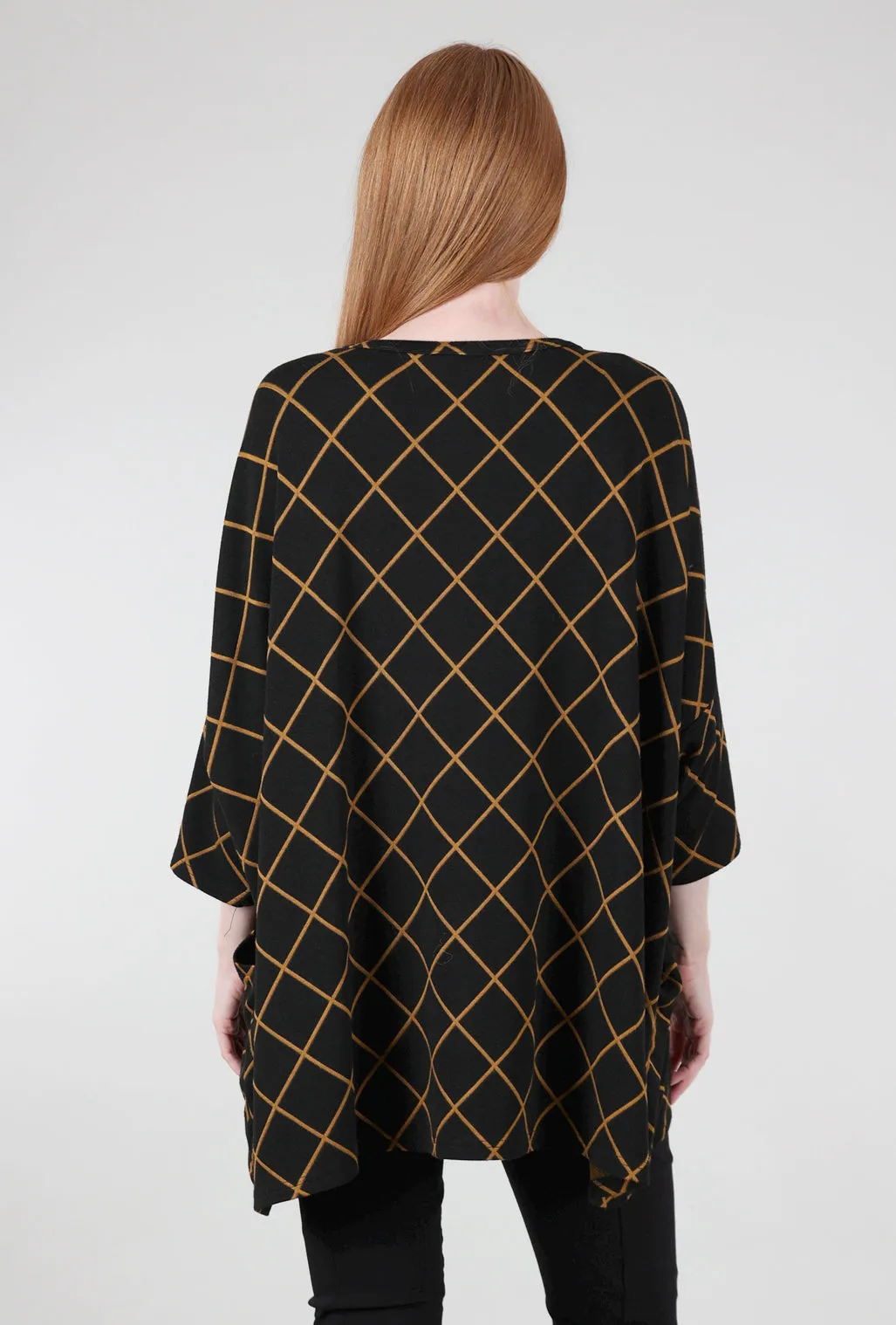 Diamond Knit Oversize Pullover, Brass