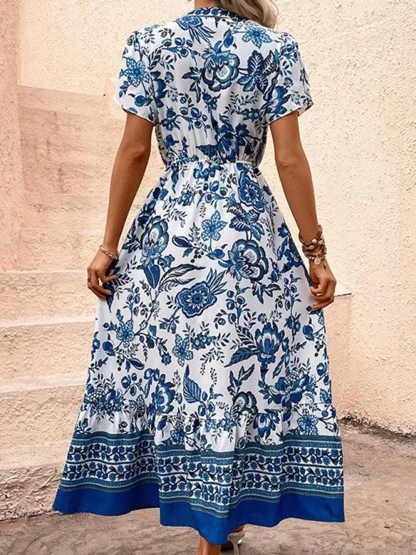 Elegant Blue Floral Summer Dress for Effortless Chic