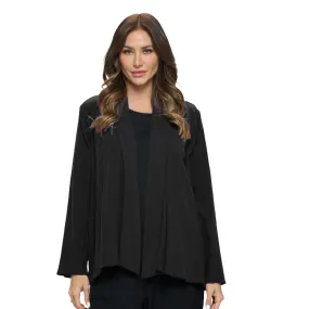 Focus Diagonal Rib Long Sleeve Cardigan in Black - CS-304-BLK