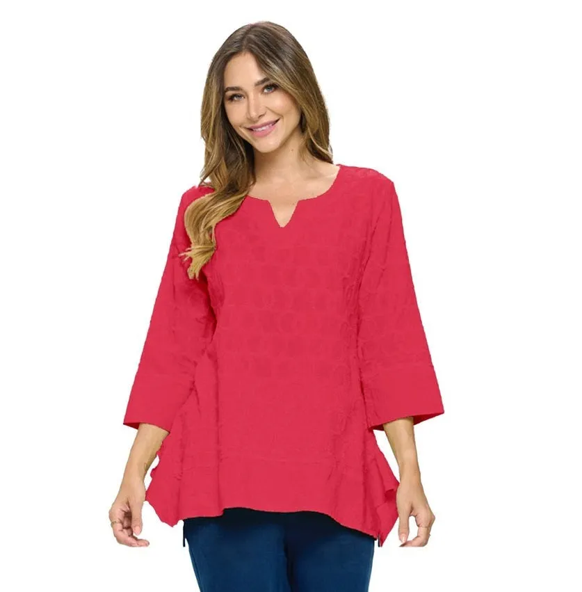 Focus EMBROIDERED Cotton VOILE Tunic Top in Fruit Punch - EC-423-FRT - Size M Only!