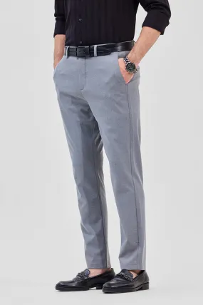 Greyish Blue Self-Design Stretch Trousers