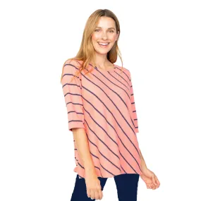 Habitat Diagonal Stripe Tunic in Melon - 85102-MN