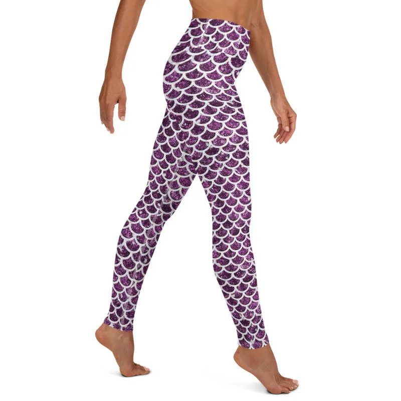 High Waist Purple Mermaid Leggings