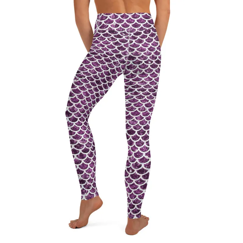 High Waist Purple Mermaid Leggings