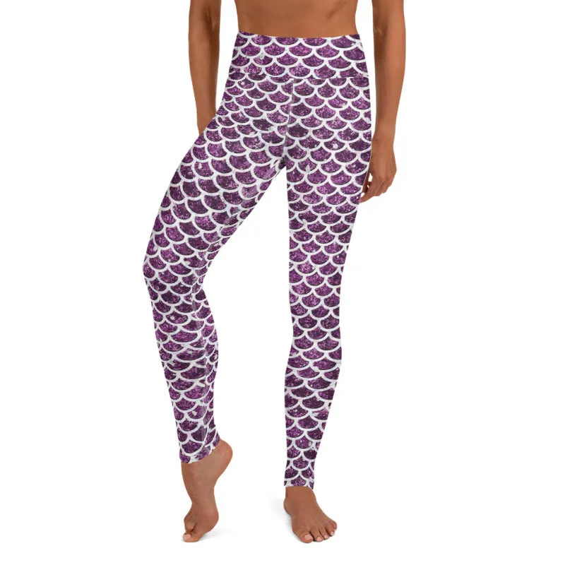 High Waist Purple Mermaid Leggings