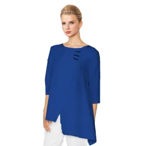 IC Collection Textured Asymmetric Tunic in Royal Blue - 5718T-ROY - Size M Only!