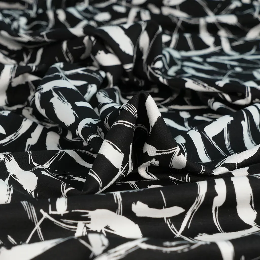 Lazia - Black and White Frenzy Viscose Rich Ponte de Roma Fabric