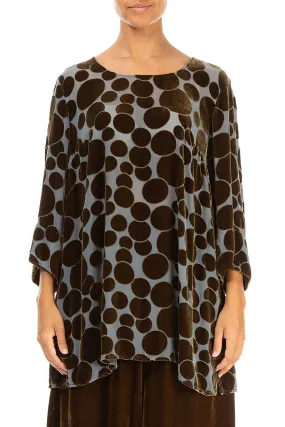 Loose Devoré Bubbles Golden Sage Silk Velvet Tunic