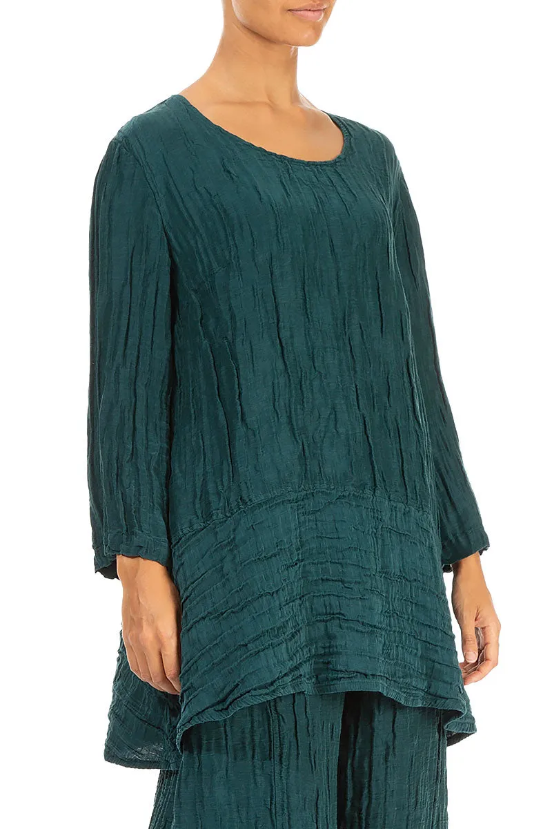 Loose Emerald Silk Linen Tunic