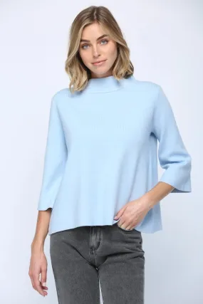 Mock Neck Pull Over Sweater/Bell Sleeve BABY BLUE