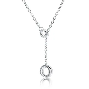 Mod Geometric Drop Necklace with Open Circle Pendant in Sterling Silver