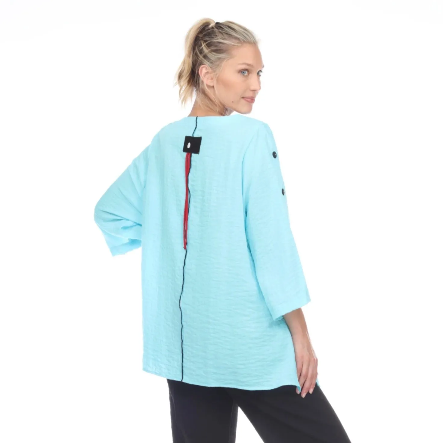 Moonlight Crinkle Pocket Top in Sky Blue - 2758 - Size M Only!