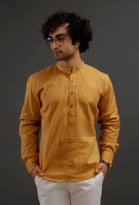 Mustard Cotton Slim Fit Shirt