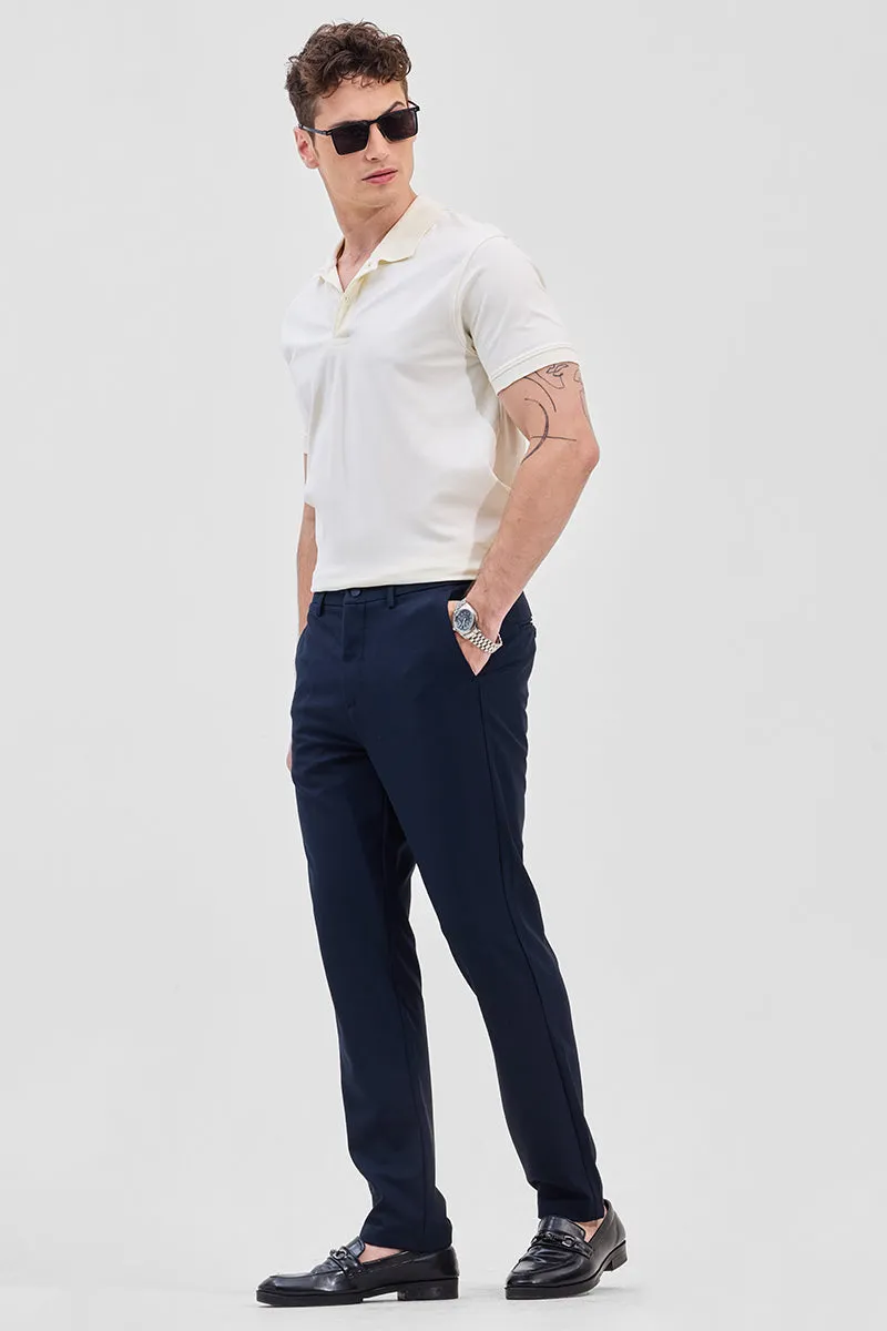 Navy Self-Design Stretch Trousers