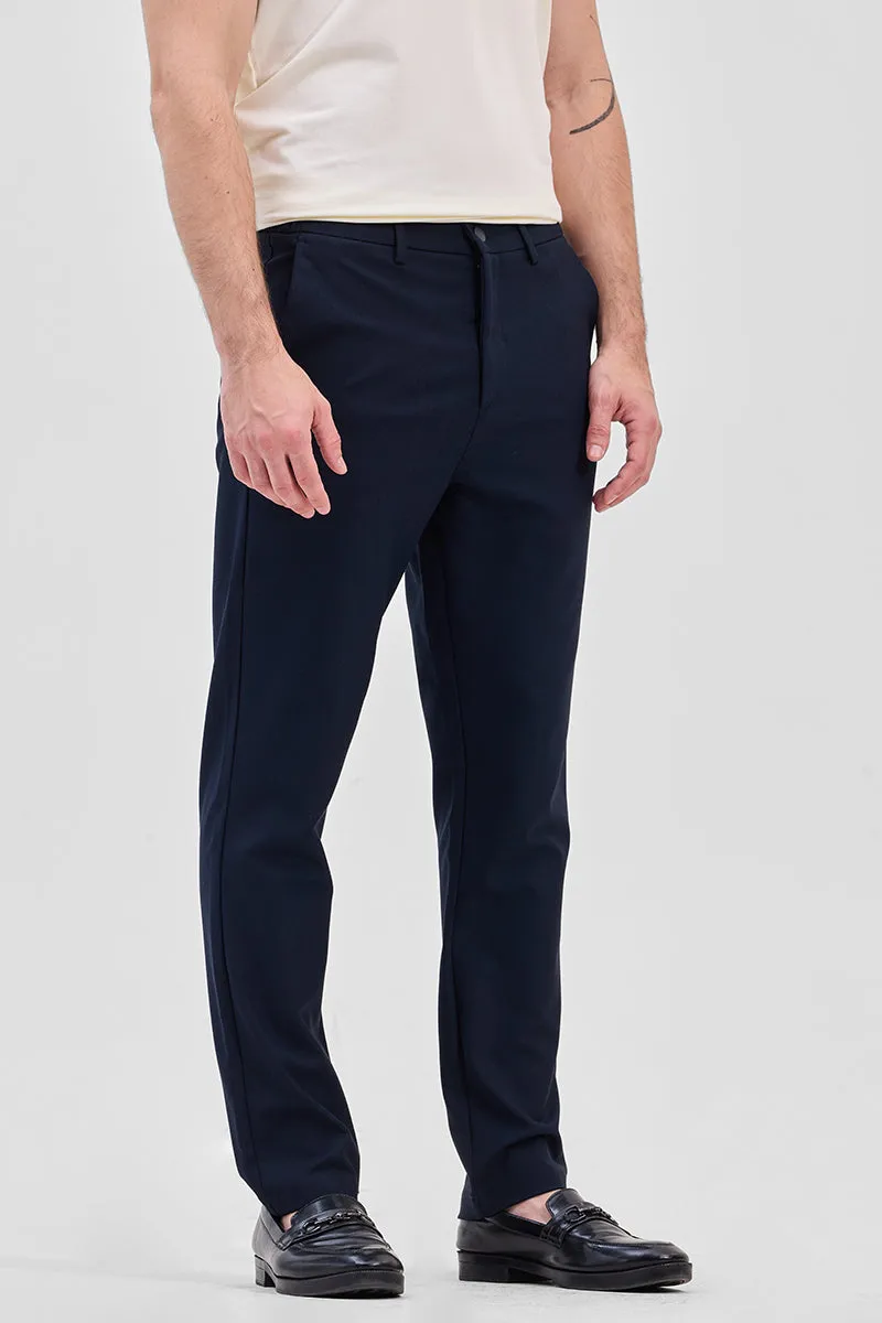 Navy Self-Design Stretch Trousers