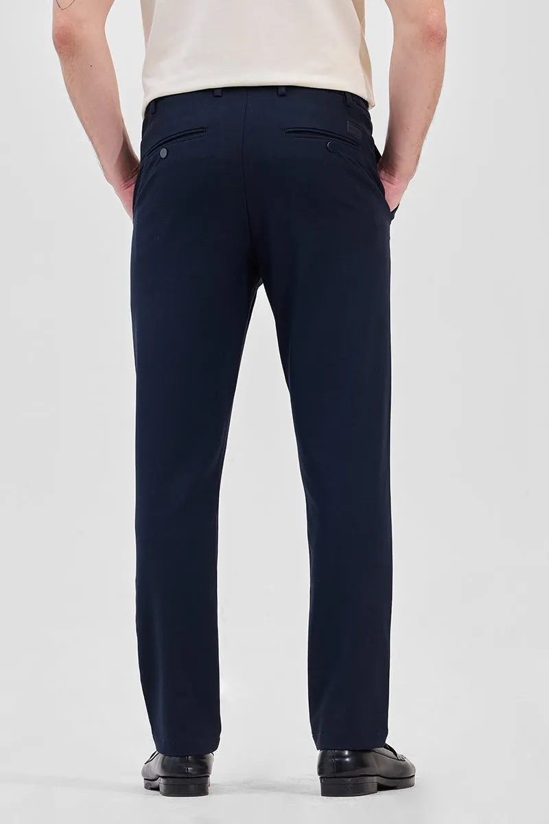 Navy Self-Design Stretch Trousers