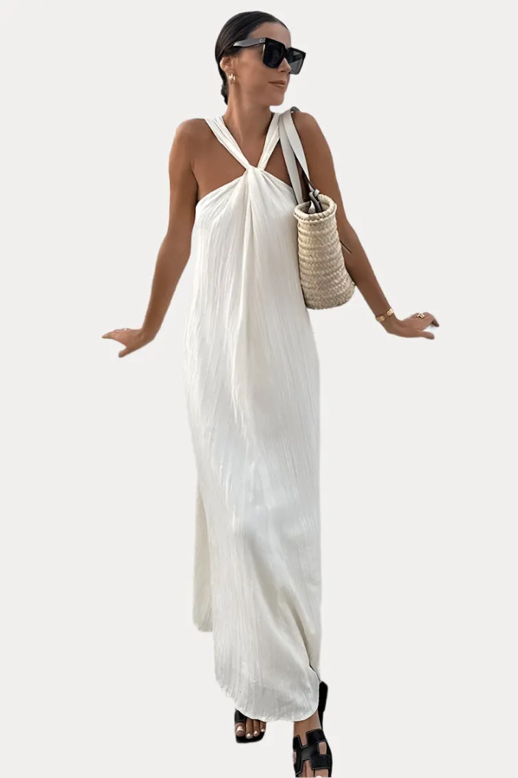 Off-shoulder Slim Long White Dress