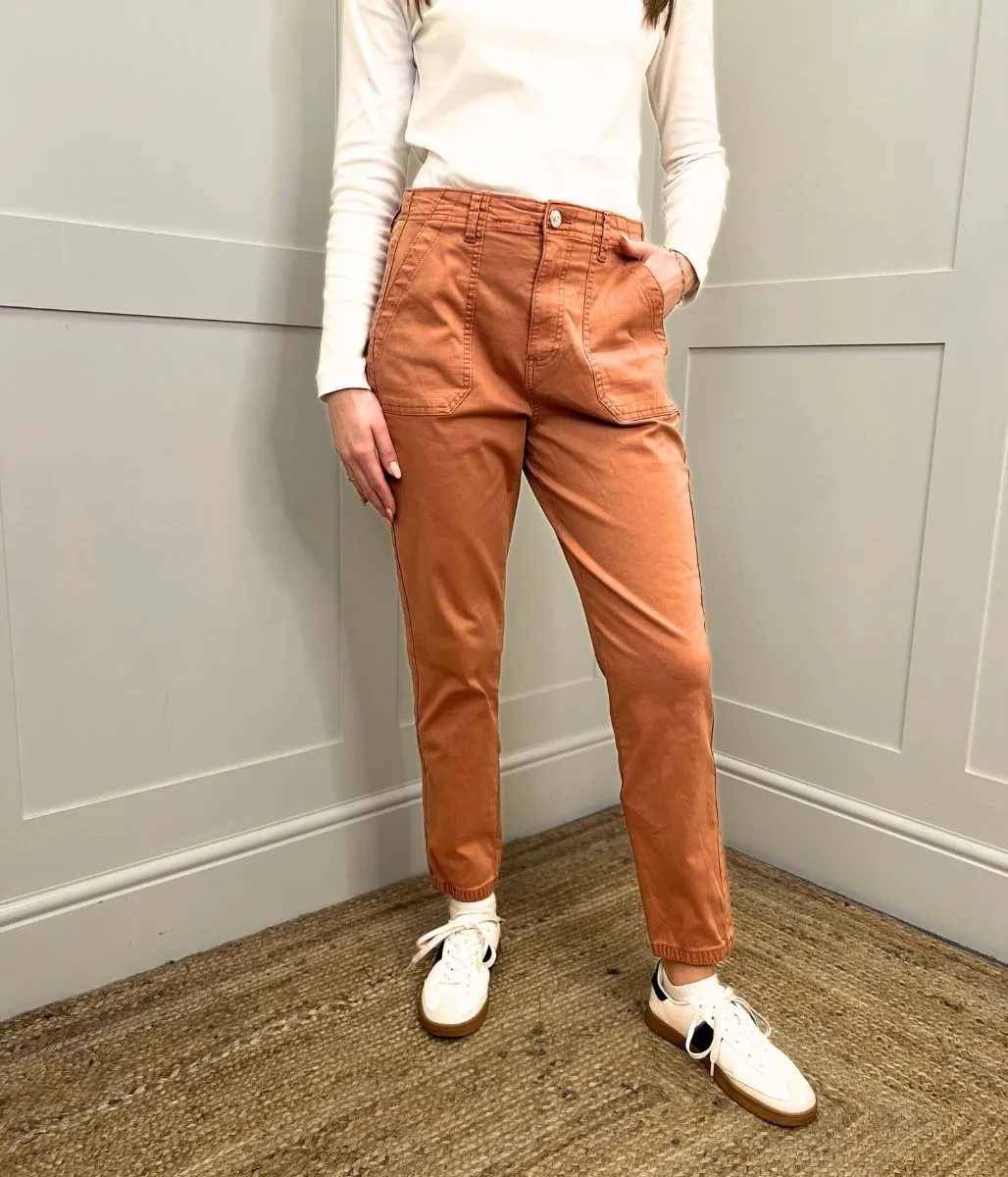 Salmon Slim Fit Casual Cuffed Trousers