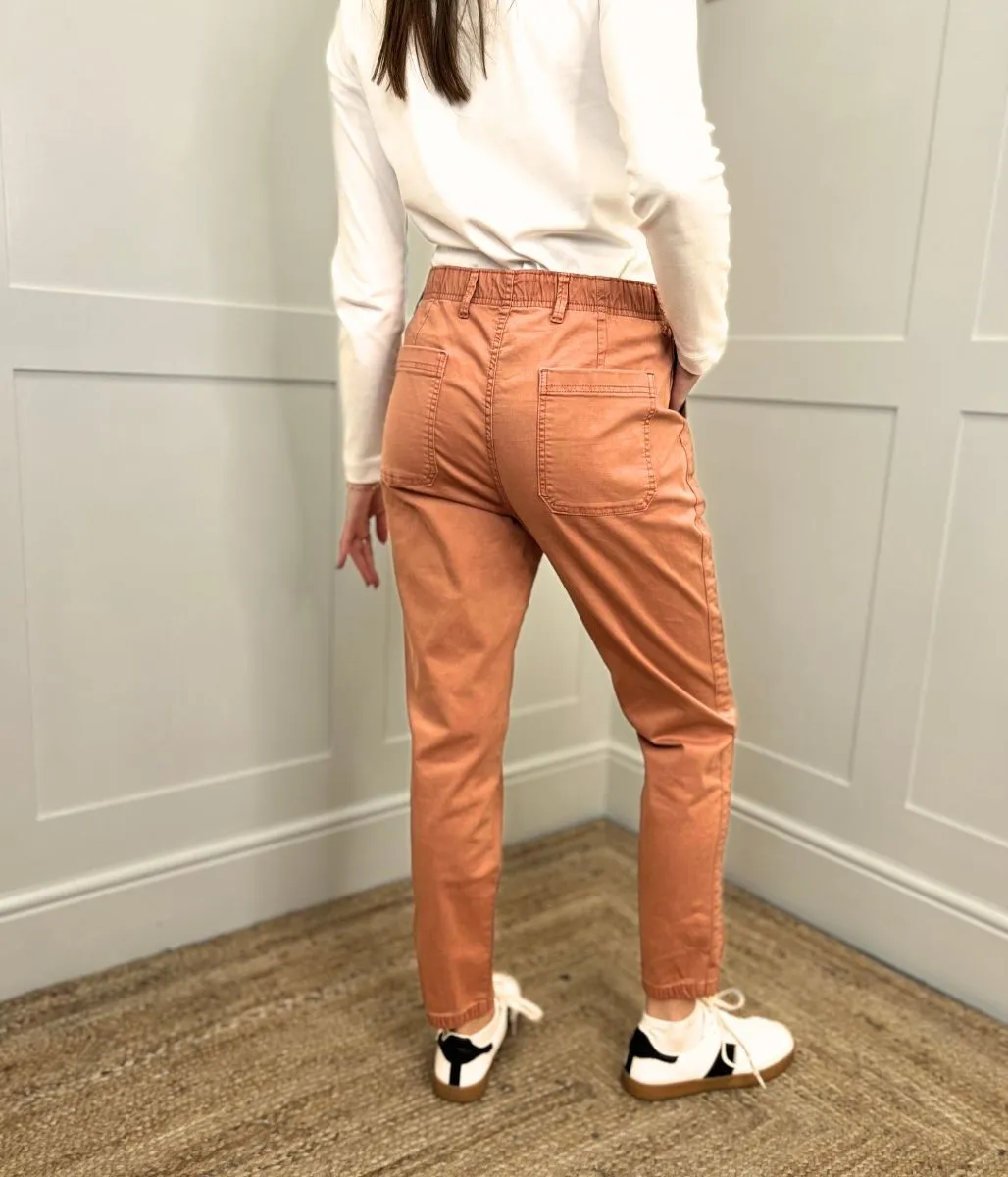 Salmon Slim Fit Casual Cuffed Trousers