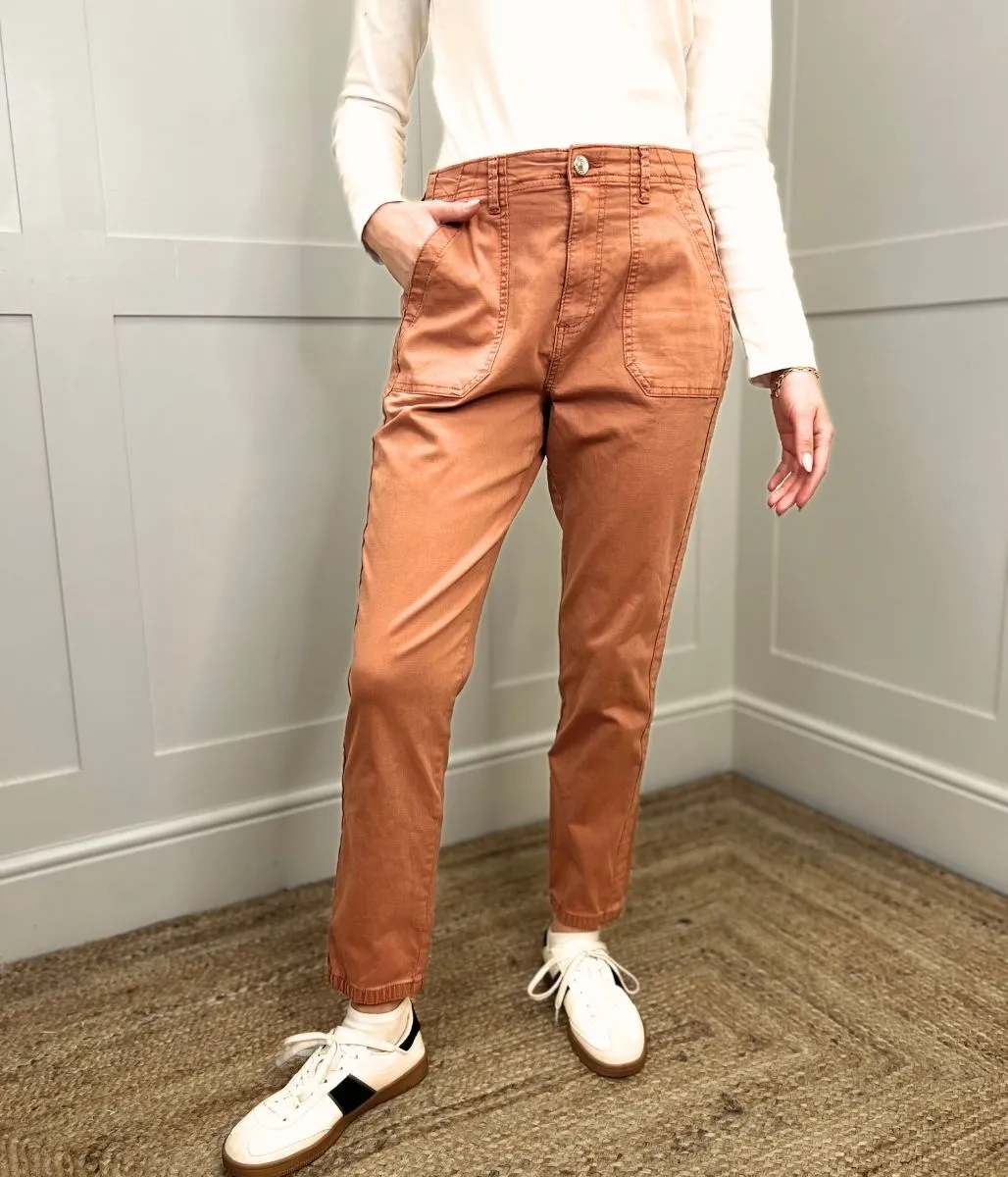 Salmon Slim Fit Casual Cuffed Trousers