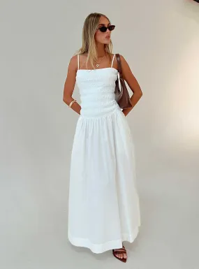 Sweetgum Shirred Maxi Dress White